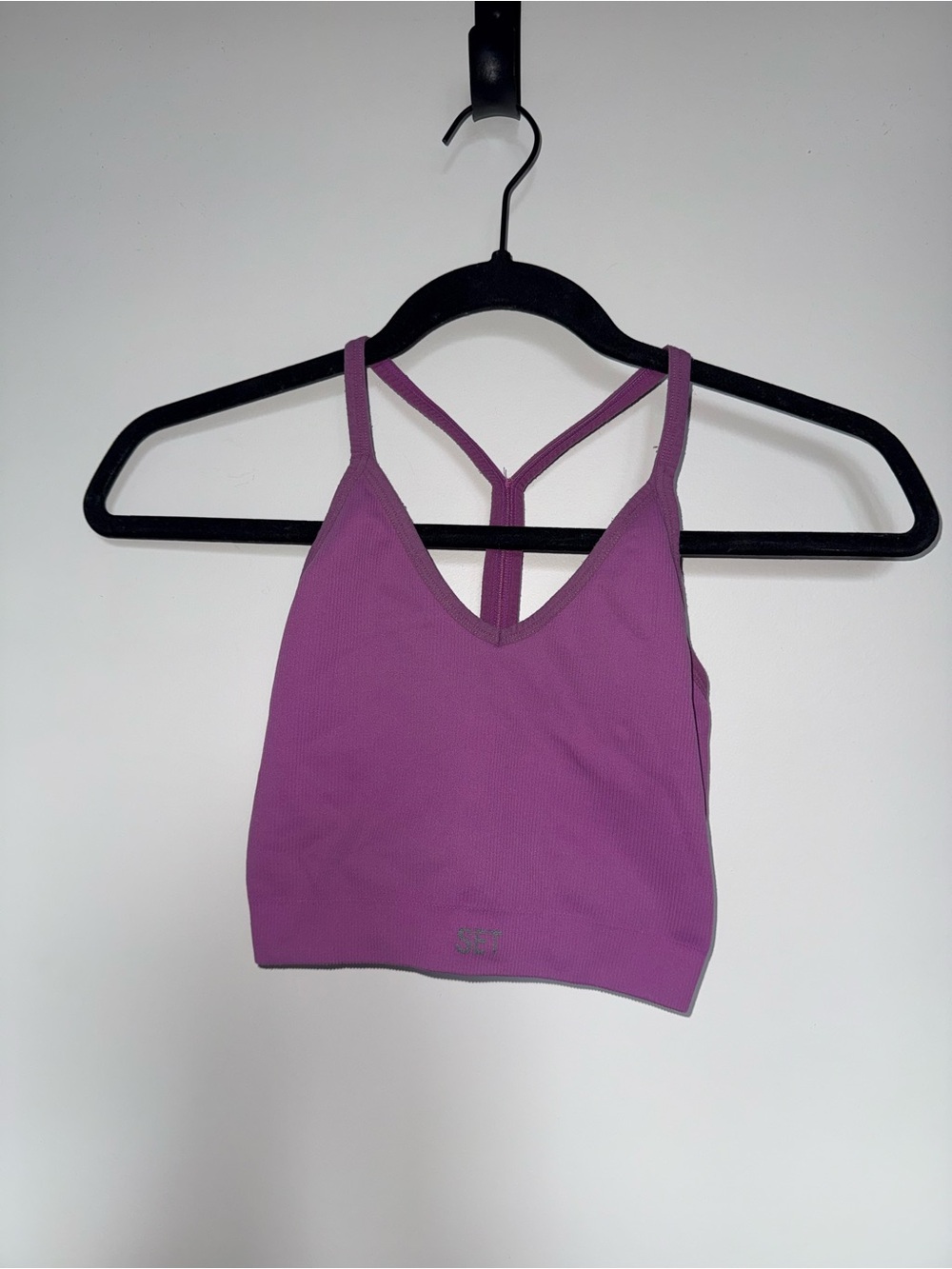 SET Active Magenta Ribbed Strappy Crop Tank